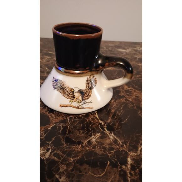 Vintage FELTMAN LANGER EAGLE COFFEE NO-SPILL PORCELAIN TRAVEL MUG - 1986+ - Picture 3 of 4